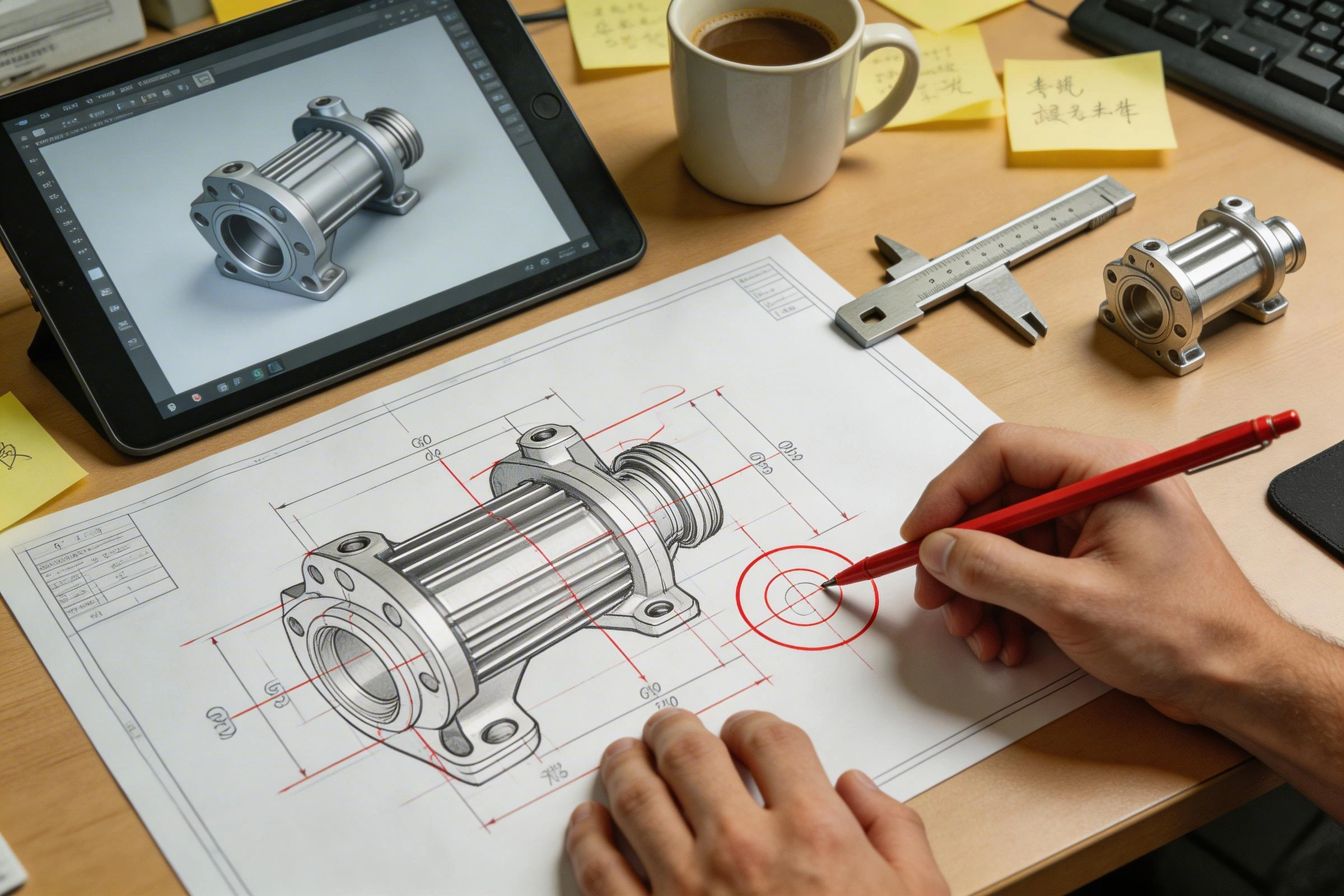 Aerospace RFQ package with CAD files and drawing notes for CNC review