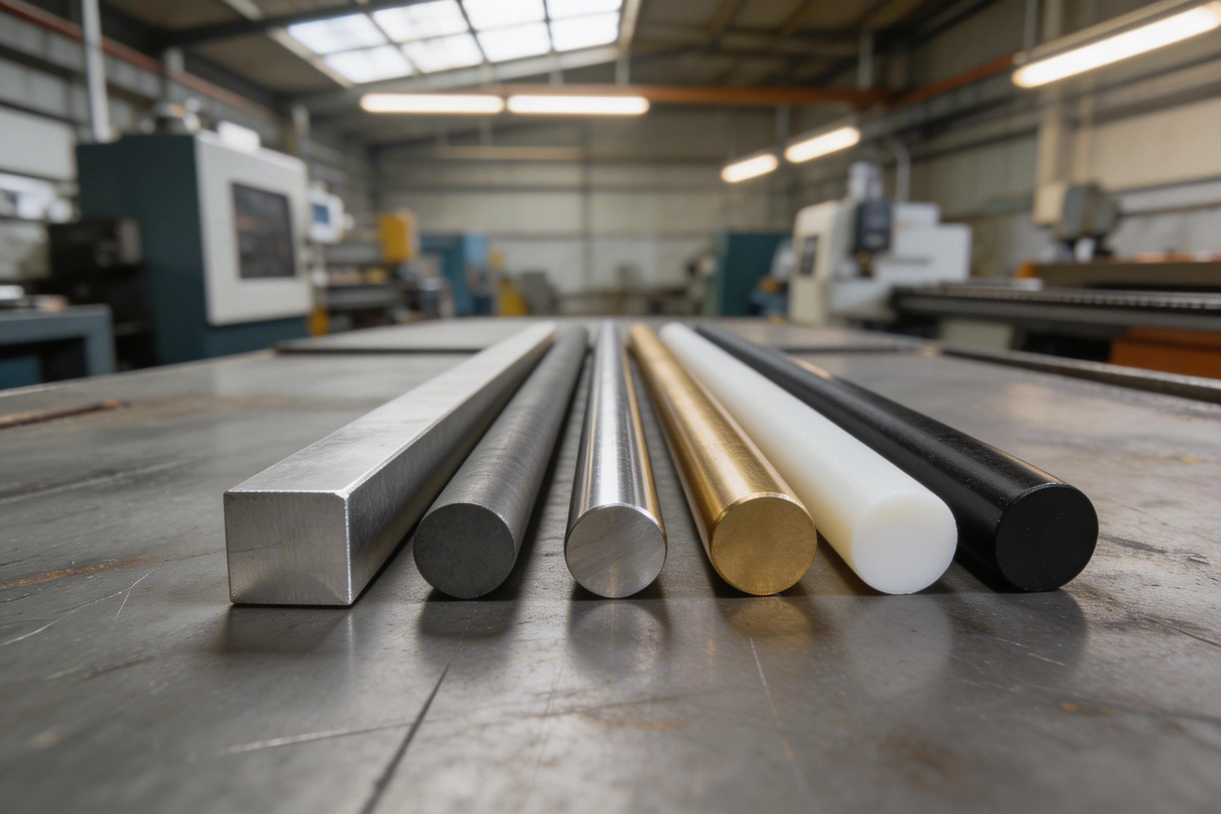 Automotive machining material options including aluminum steel and engineering plastics