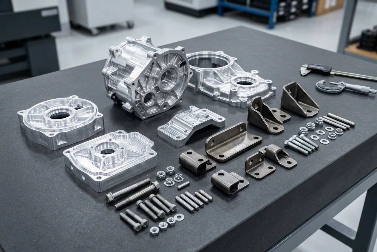 Quality inspection of CNC machined automotive part with dimensional report