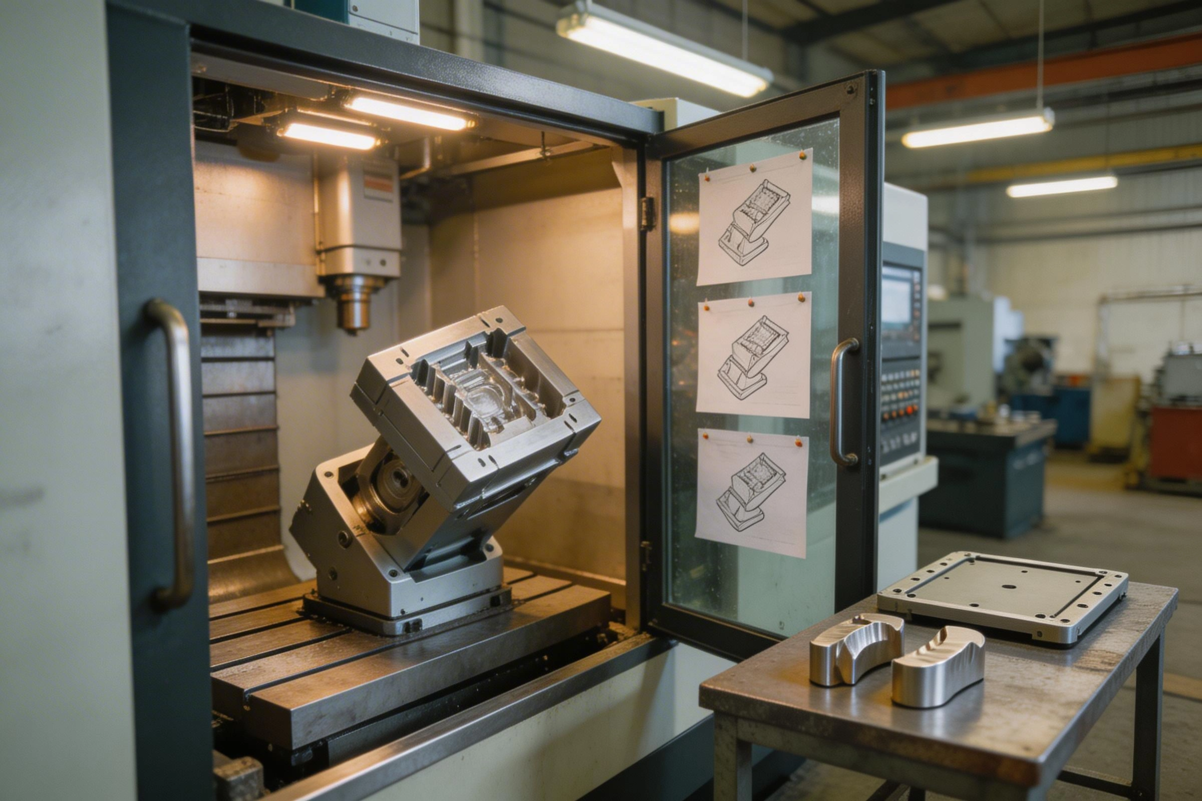 CNC machining setup planning for difficult geometry with multiple fixture orientations and jigs