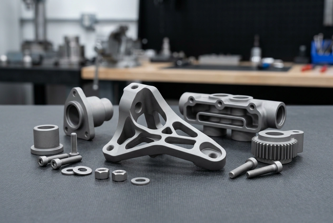 Bead-blasted titanium machined parts with uniform matte finish