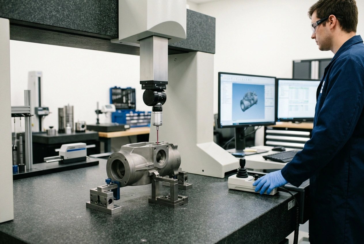 Dimensional inspection of a CNC machined titanium part