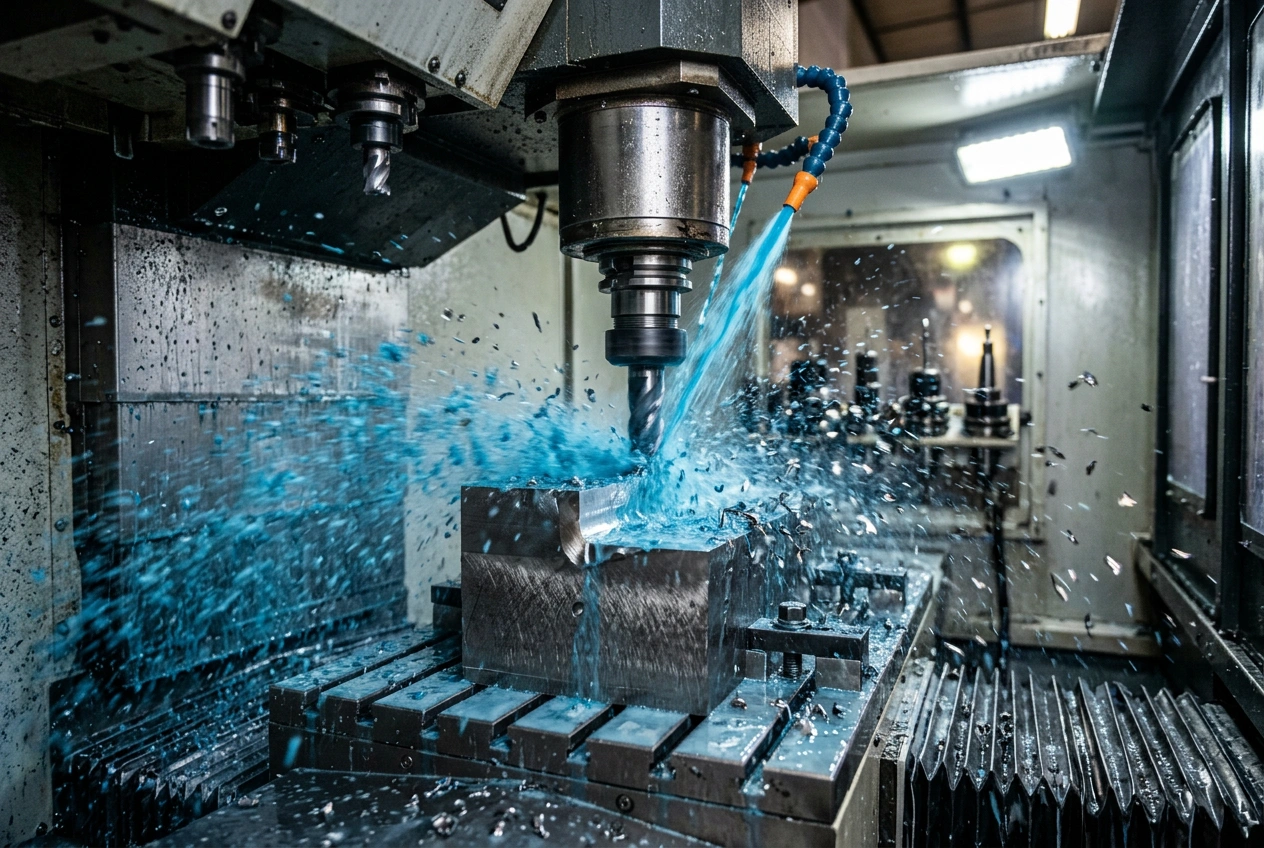 CNC machined titanium structural bracket with light gray metallic finish